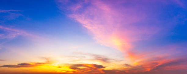 istock Colorful cloudy twilight sky panorama sunrise or sunset time 1290540823