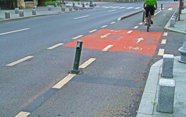istock A delivery cyclist on a bike path. 1290541833