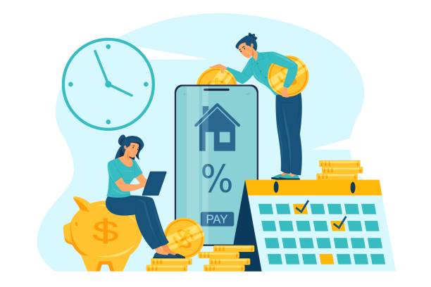 ilustrações de stock, clip art, desenhos animados e ícones de mortgage payment online concept - debt