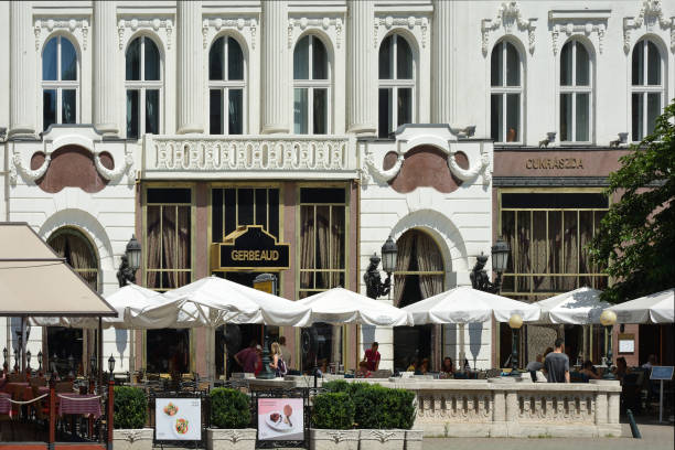 Traditional Coffeehouse Gerbeaud at the Square Vörösmarty ter in the Hungarian capital Budapest - Hungary.