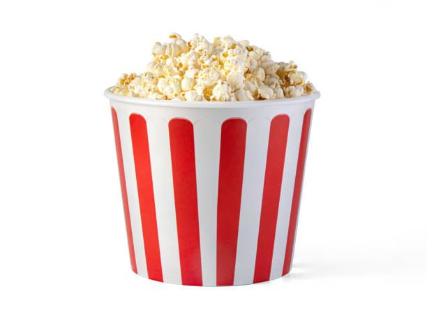 istock Popcorn in red and white striped cardboard bucket 1290546680