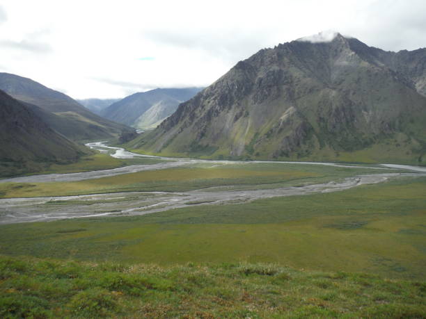 río kongakut en el refugio nacional de vida silvestre del artico - brooks range fotografías e imágenes de stock