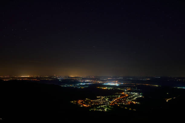 view on the valley of the river Neckar with the autobahn and with Stuttgart at the horizon