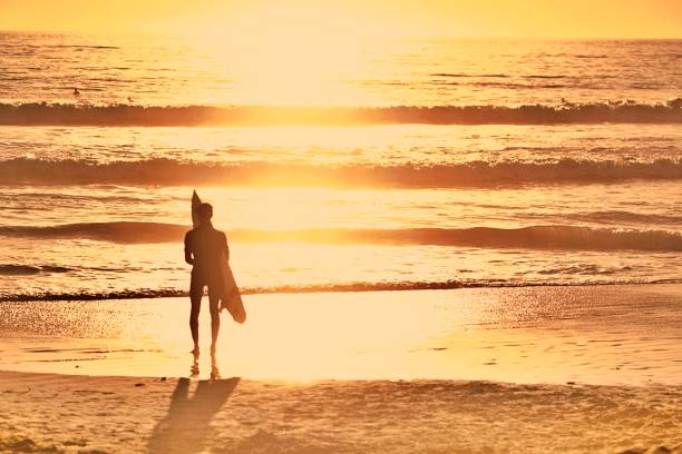 istock Rear View Of Man Standing On Beach During Sunset 1290554445