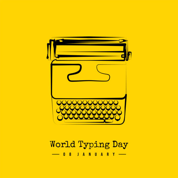 ilustrações de stock, clip art, desenhos animados e ícones de world typing day - typewriter retro revival journalist old fashioned