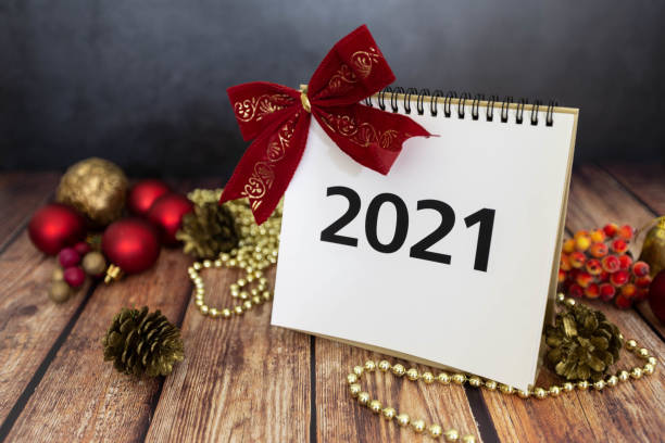 istock 2021 white calendar with Christmas bow 1290558749