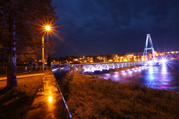 istock Illuminated Walkway Bridge over the Saguenay river at Night 1290559915