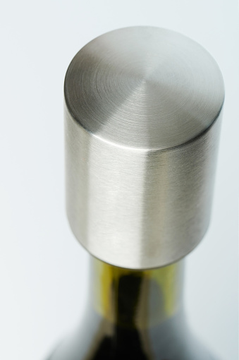 Temporary metal wine bottle stopper clsoe up isolated