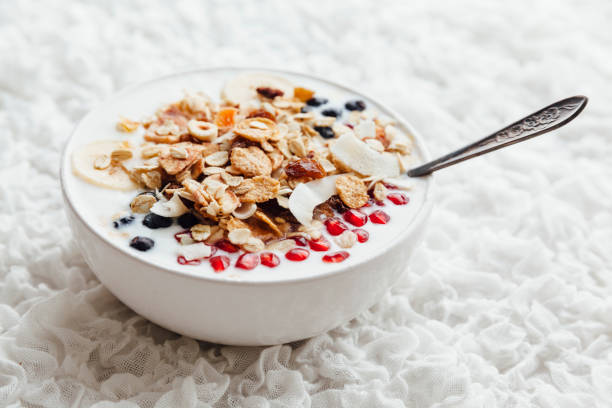 Yogurt , Fruit With Homemade Granola stock photo