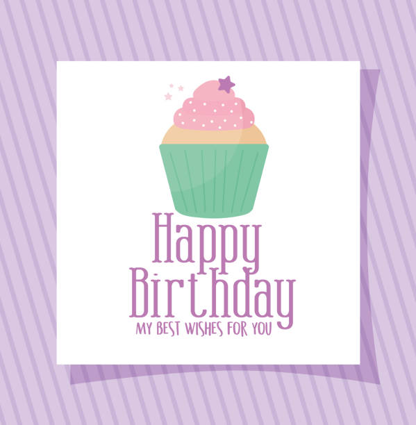istock cupcake card with happy birthday my best wishes for you lettering 1290571279