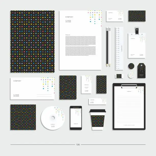 Vector illustration of Abstract geometric corporate identity. Stationery set. Creative design.