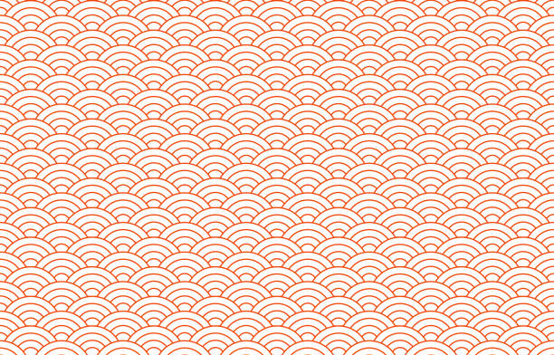 Seamless Japanese Wave Pattern Retro Japanese Wave Seamless Pattern seigaiha stock illustrations
