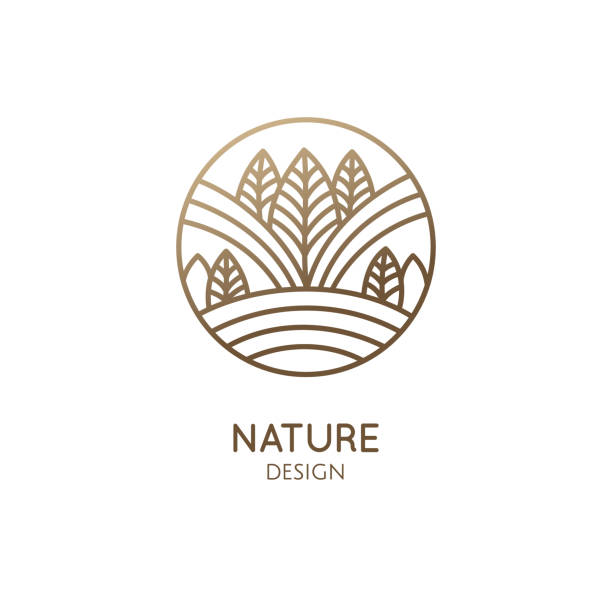 природа линейный логотип лесной пейзаж - massage stamps stock illustrations