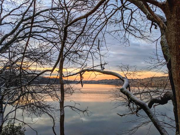 Morning sunrise on a snow covered morning