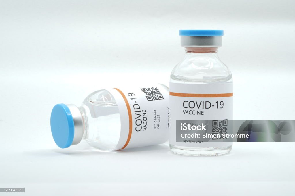 Corona covid-19 vaccine example isolated with White background An example image of the coming corona vaccine COVID-19 Vaccine Stock Photo