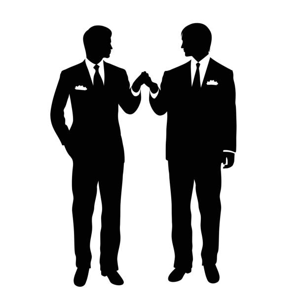 Two men holding hands. Isolated on white. Vector illustration. Two men holding hands. Isolated on white. Vector illustration. Vector illustration. man gay stock illustrations