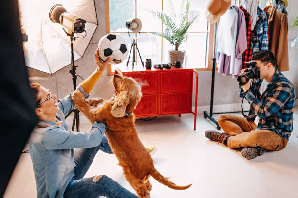 Happy atmosphere in photo studio