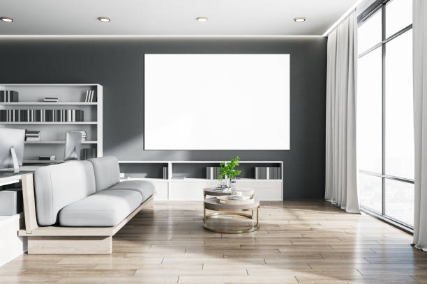 istock Contemporary restroom with sofa and blank banner on wall. 1290582841