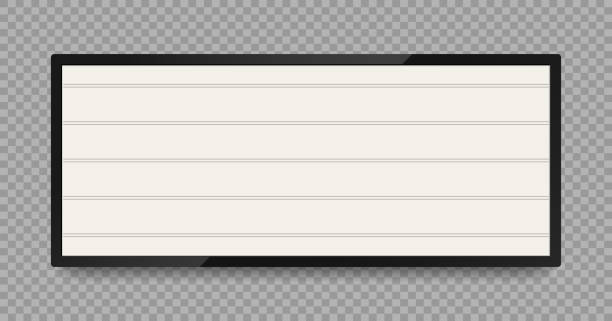 광고 또는 텍스트 배너를 위한 복고풍 라이트박스입니다. 영화, 연극 및 이벤트 발표를위한 프레임의 빈티지 간판. 투명 한 배경에 그림자와 라이트 박스 또는 윤곽 사이니지 모형. - lightbox poster wall billboard stock illustrations