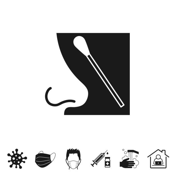 nasenabstrichtest. symbol für design auf weißem hintergrund - corona test stock-grafiken, -clipart, -cartoons und -symbole