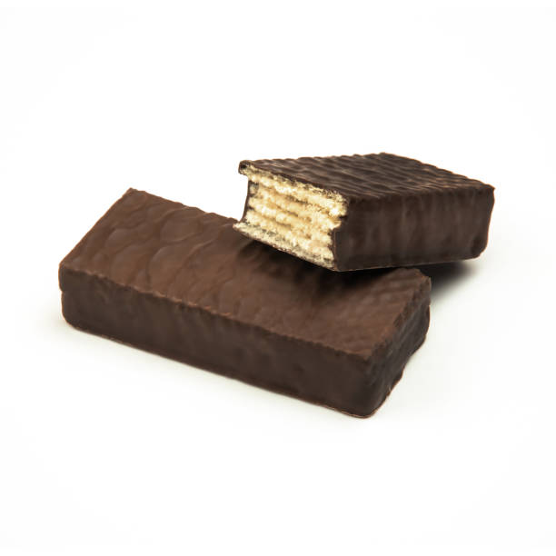 istock Sweets food concept showcasing chocolate waffle bar on white isolated background 1290596225