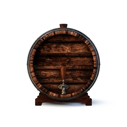 Wooden keg on a white background.