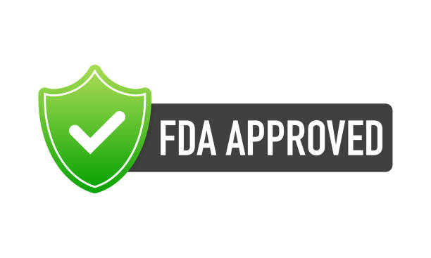 FDA approved green label on white background. Flat banner. Vector illustration. FDA approved green label on white background. Flat banner. Vector illustration food and drug administration stock illustrations