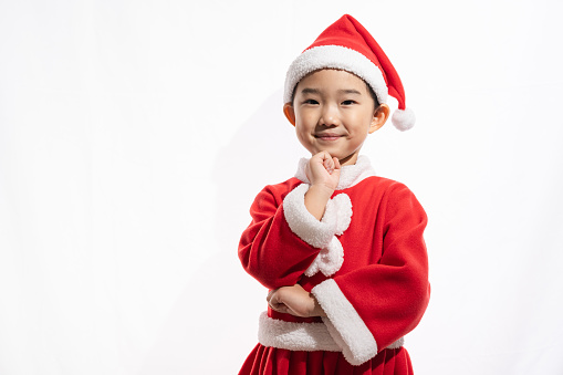 Christmas Girl on White Background