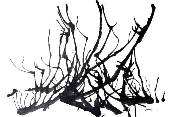 Abstract black watercolor paint splash background.