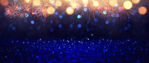 istock Abstract colored firework on dark sky. Celebration and anniversary concept 1290613747
