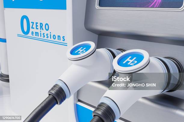 Hydrogen Fuel Car Charging Station White Color Visual Concept Design 3d Illustration Stock Photo - Download Image Now