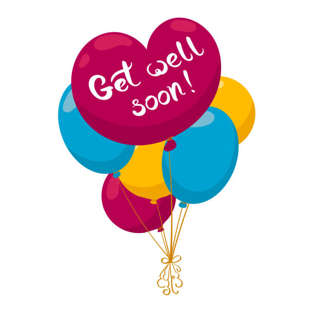 onstabiel Origineel Spoedig Get Well Soon Card With A Bunch Of Colourful Balloons Stock Illustration -  Download Image Now - iStock