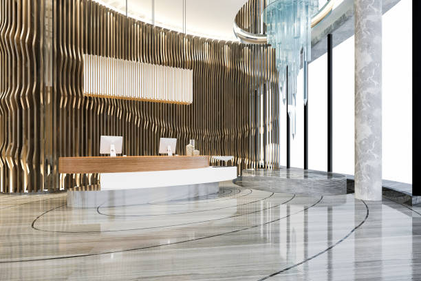 istock 3d rendering modern luxury hotel and office reception and lounge 1290619629