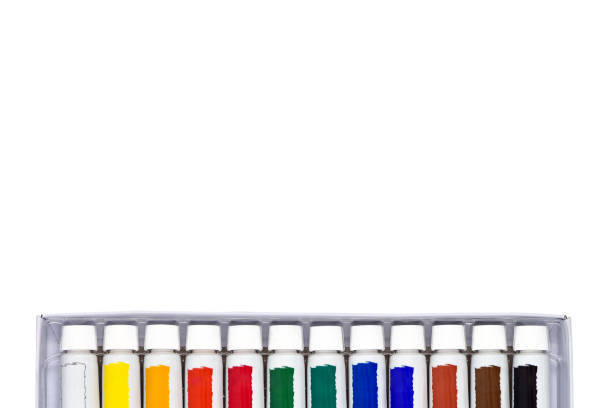 Tubes with acrylic paint isolated on a white background