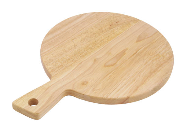 istock Round wooden cutting board isolated on white 1290630884