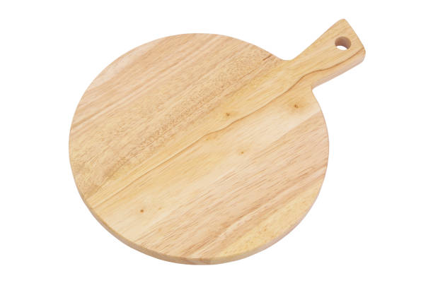 istock Round wooden cutting board isolated on white 1290630885