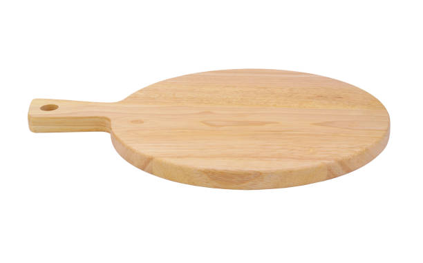 istock Round wooden cutting board isolated on white 1290630893