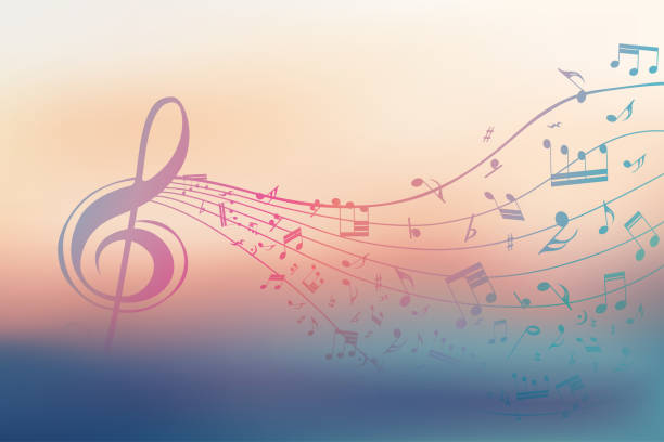 Musical Notation Cute Background Stock Illustration - Download Image Now -  Musical Note, Pink Color, Blue - iStock