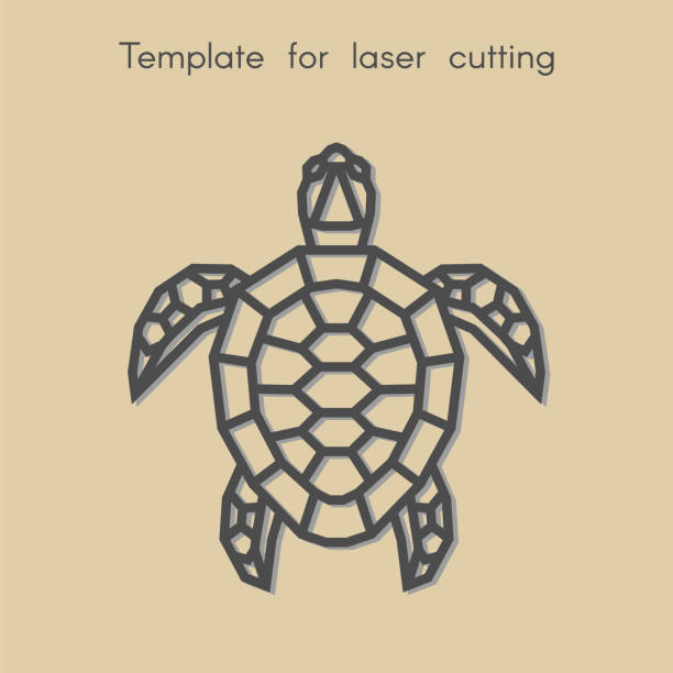 Template animal for laser cutting. Abstract geometriс turtle for cut. Stencil for decorative panel of wood, metal, paper. Vector illustration. wood turtle stock illustrations