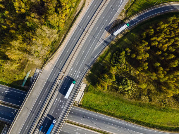 istock Aerial highway directly above 1290640052