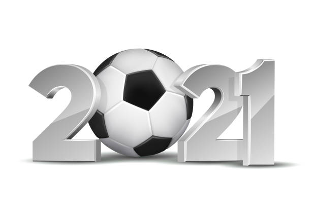 istock New Year numbers 2021 with soccer ball isolated on white background. 1290640081