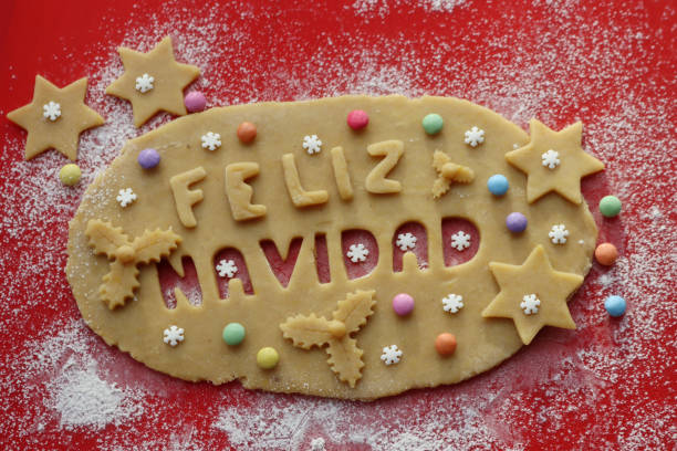istock Feliz Navidad.Cookie dough letters on wooden table 1290641867