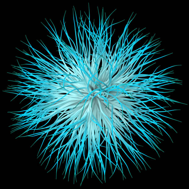 istock 3D illustration of three-dimensional object like a virus on black background 1290642932