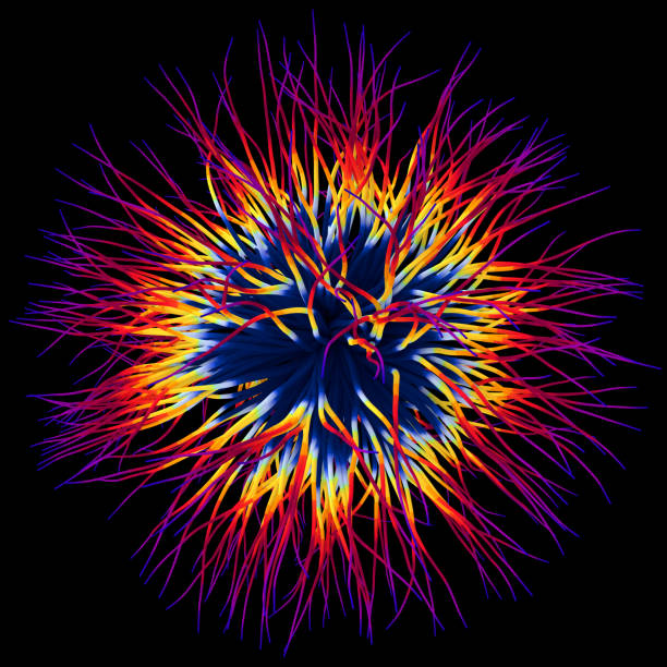 istock 3D illustration of three-dimensional object like a virus on black background 1290642954
