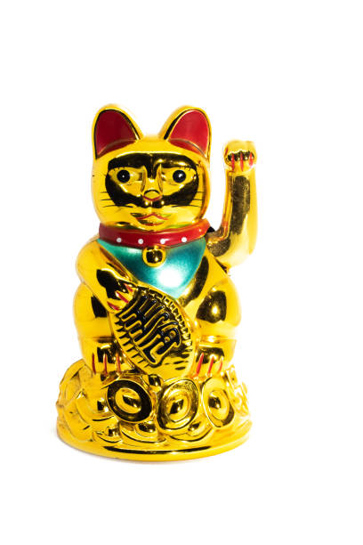 istock Chinese cat calling for luck, isolated on white 1290644088