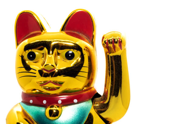 istock Chinese cat calling for luck, isolated on white 1290644091