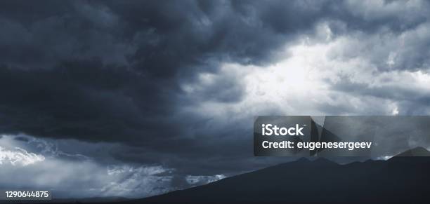 Dark Blue Dramatic Sky With Stormy Clouds Stock Photo - Download Image Now - Abstract, Backgrounds, Beauty
