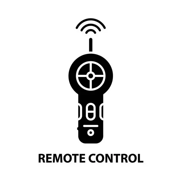 Vector illustration of remote control icon, black vector sign with editable strokes, concept illustration