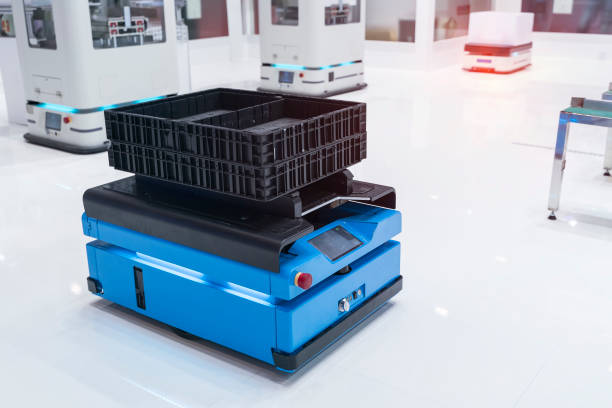 istock warehouse robot car carries cardboard box assembly 1290648207