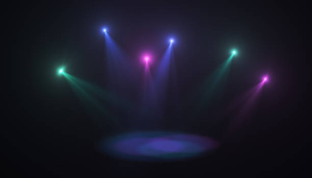istock Color stage light effect background.Abstract spotlight stage.Concert lens flare background 1290648681